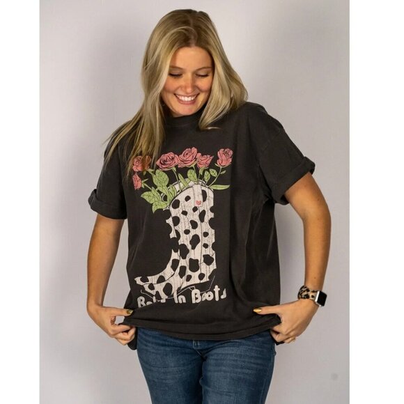Girl Dangerous GD Babes in Boots Boyfriend Tee Short Sleeve Black Women's S/M - Picture 1 of 7